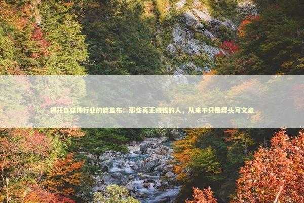 揭开自媒体行业的遮羞布:那些真正赚钱的人,从来不只是埋头写文章 揭开自媒体行业的遮羞布:那些真正赚钱的人,从来不只是埋头写文章 IT技术